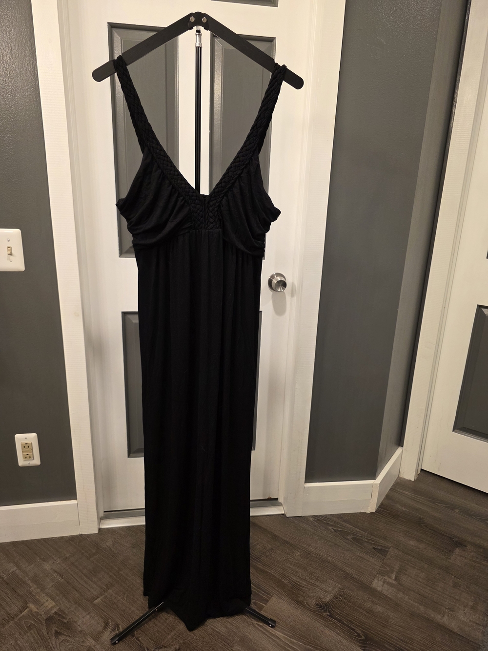 Design History Black Braided-Strap Maxi Dress